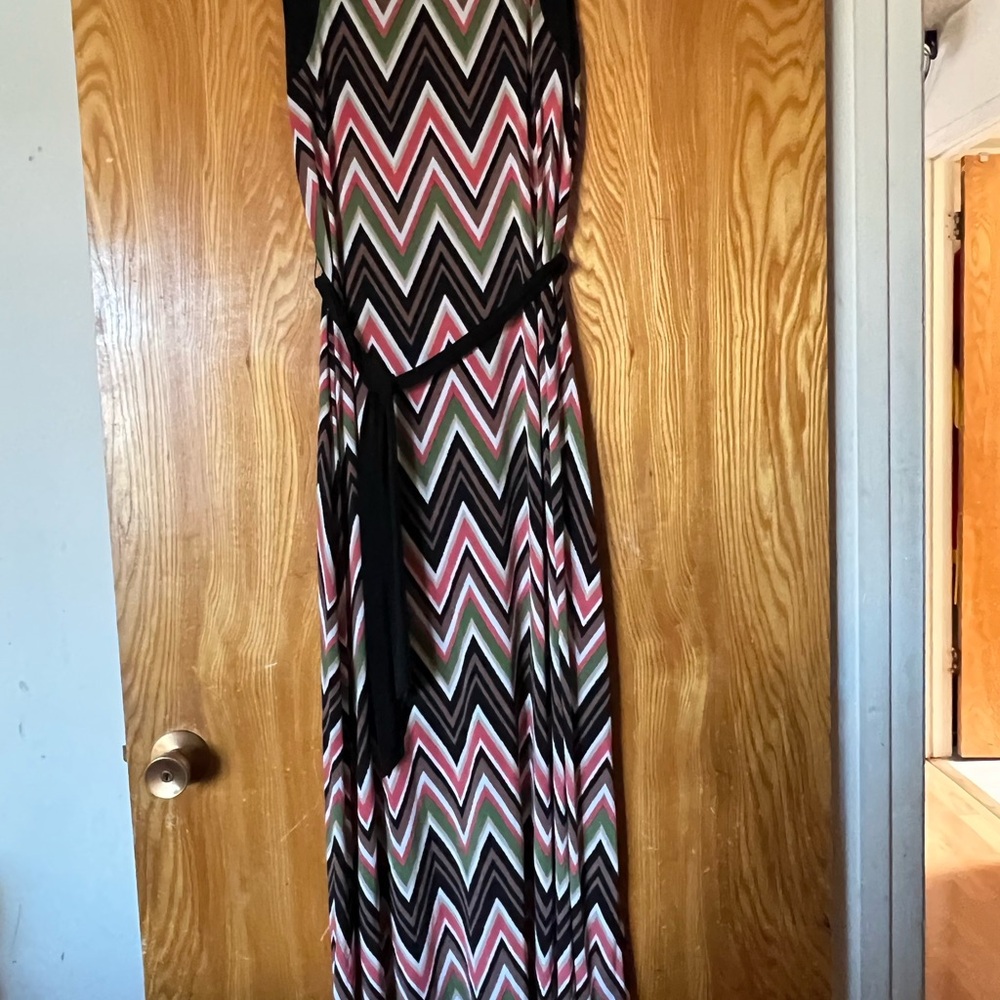 Susan Lawrence Multicolor Chevron Maxi Dress